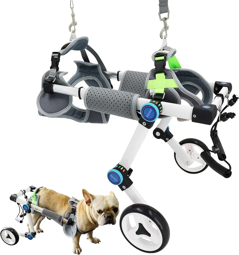Cadeira de rodas para cães / cadeira de rodas ajustável, ajuda animais pequenos com pernas traseiras paralisadas a restaurar a mobilidade 2 cores (XS branco)