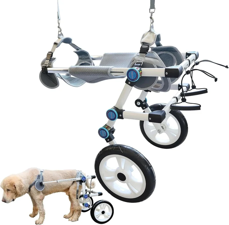Cadeira de rodas para cães / cadeira de rodas ajustável, ajuda animais pequenos com pernas traseiras paralisadas a restaurar a mobilidade 2 cores (XS branco)