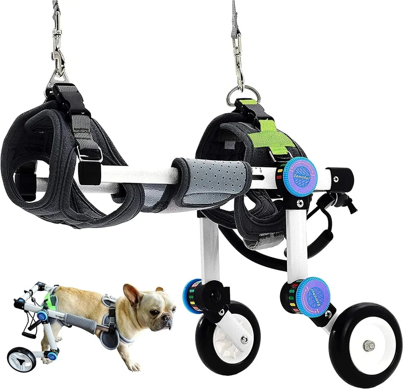 Cadeira de rodas para cães / cadeira de rodas ajustável, ajuda animais pequenos com pernas traseiras paralisadas a restaurar a mobilidade 2 cores (XS branco)