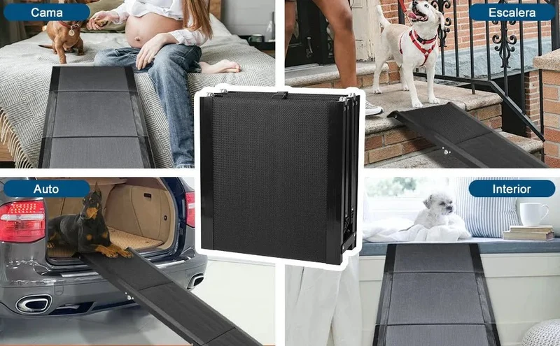 Rampa para Cães, para carros, 1,60 m de comprimento, Dobrável, em Alumínio Antideslizante, Capacidade de Carga de 90 Kgs