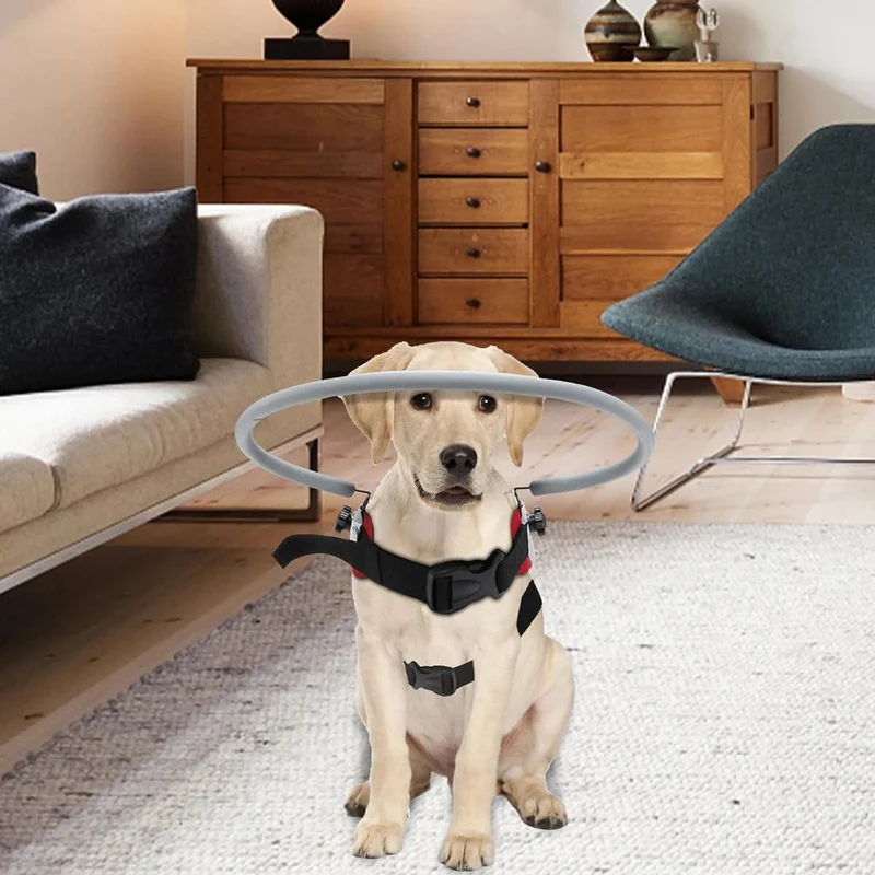Arnês para Cães Cegos - Arnês para para cães com má visão ou cegos - círculo anticolisão para andar ao ar livre ou em casa