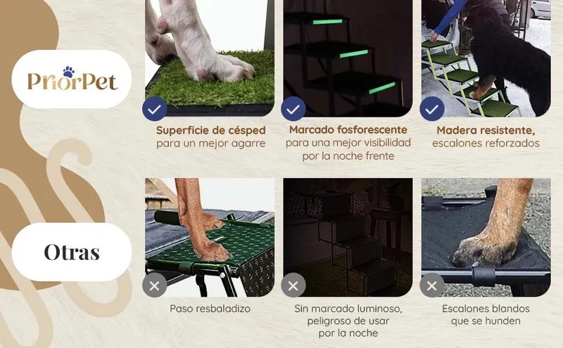 Escada para cães pequenos e grandes - superfície de relva artificial antiderrapante - Adequado para todos os carros - 4 degraus