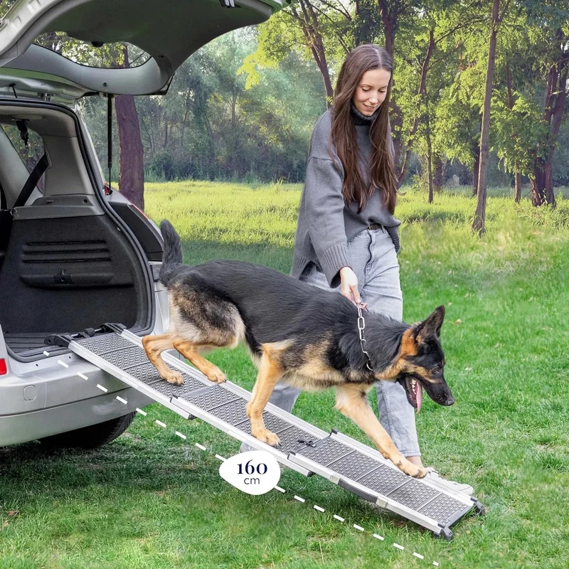 Rampa para Cães para Acesso a Carros - Rampa telescópica Extensivel para Cães Grandes - Estável, Antideslizante, 90 kg de Capacidade - Clip de fixação