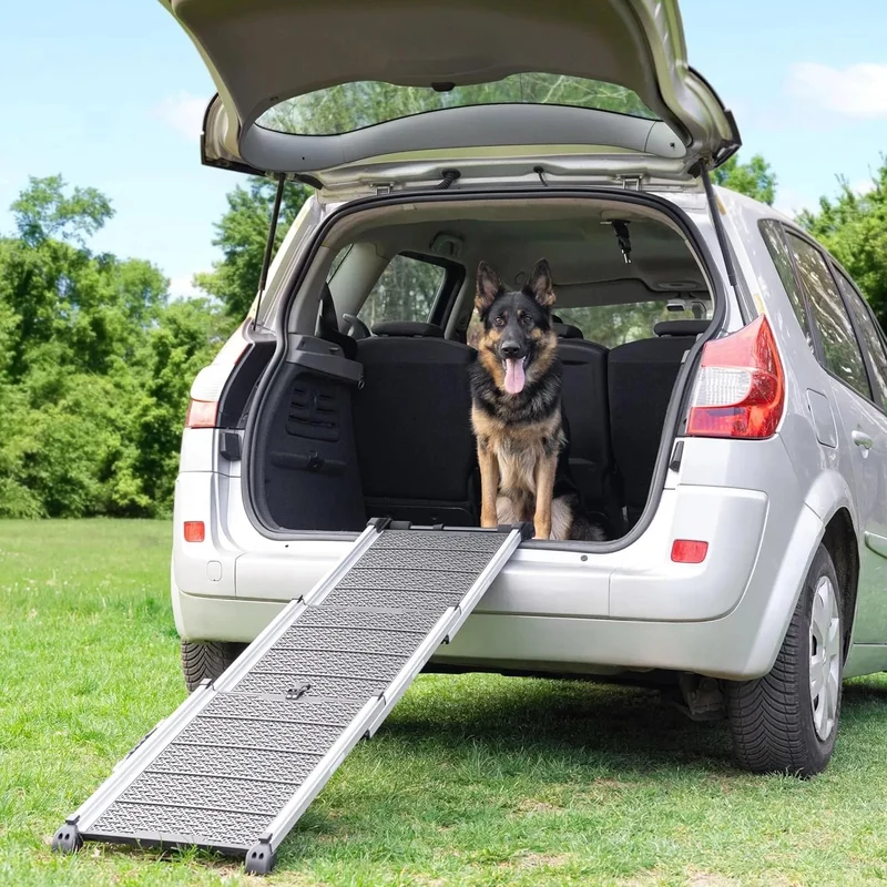 Rampa para Cães para Acesso a Carros - Rampa telescópica Extensivel para Cães Grandes - Estável, Antideslizante, 90 kg de Capacidade - Clip de fixação