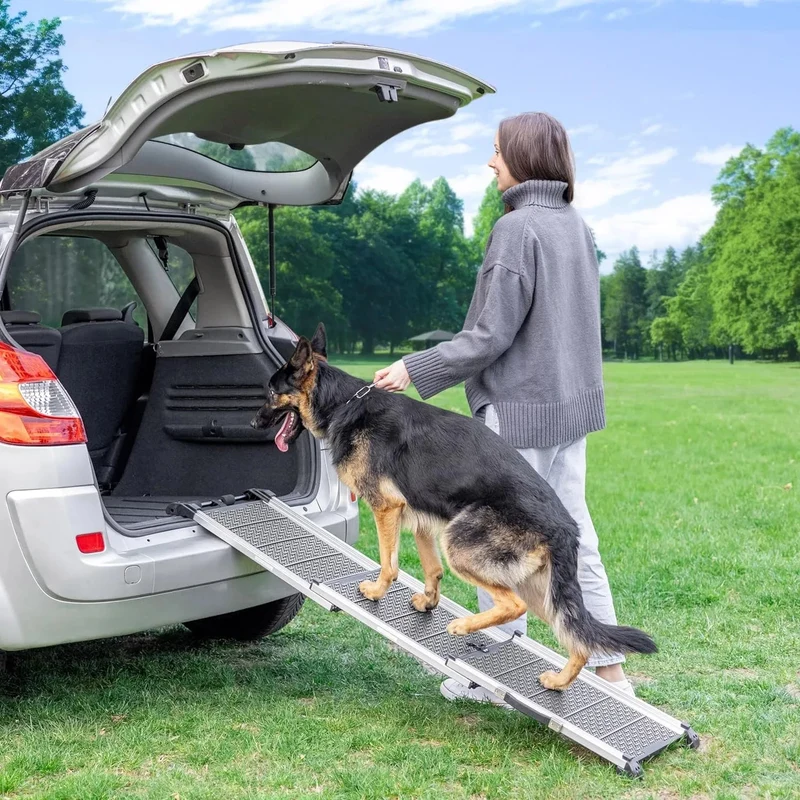 Rampa para Cães para Acesso a Carros - Rampa telescópica Extensivel para Cães Grandes - Estável, Antideslizante, 90 kg de Capacidade - Clip de fixação