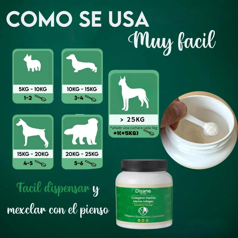 DISANE Condroprotetor para cães | Condoprotetor para cães natural para o cuidado das articulações dos cães, protege e restaura ossos, com colagénio marinho