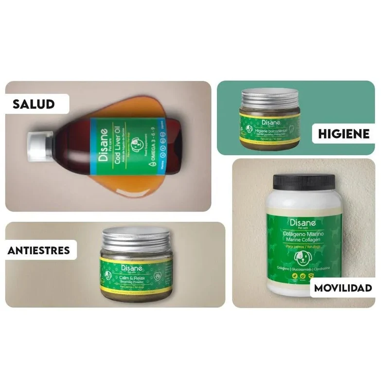 DISANE Condroprotetor para cães | Condoprotetor para cães natural para o cuidado das articulações dos cães, protege e restaura ossos, com colagénio marinho