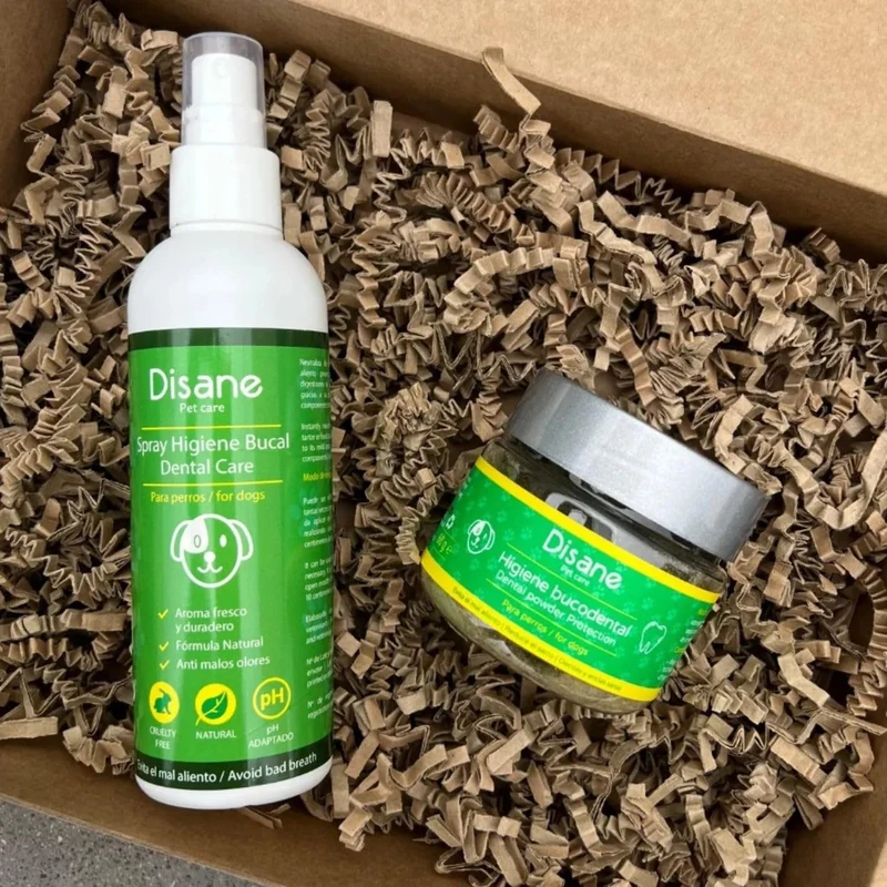 Pack Higiene bocal para cães | Spray bocal e pó de higiene bocal | evita o mau hálito | combate o tártaro | protege dentes e gengivas