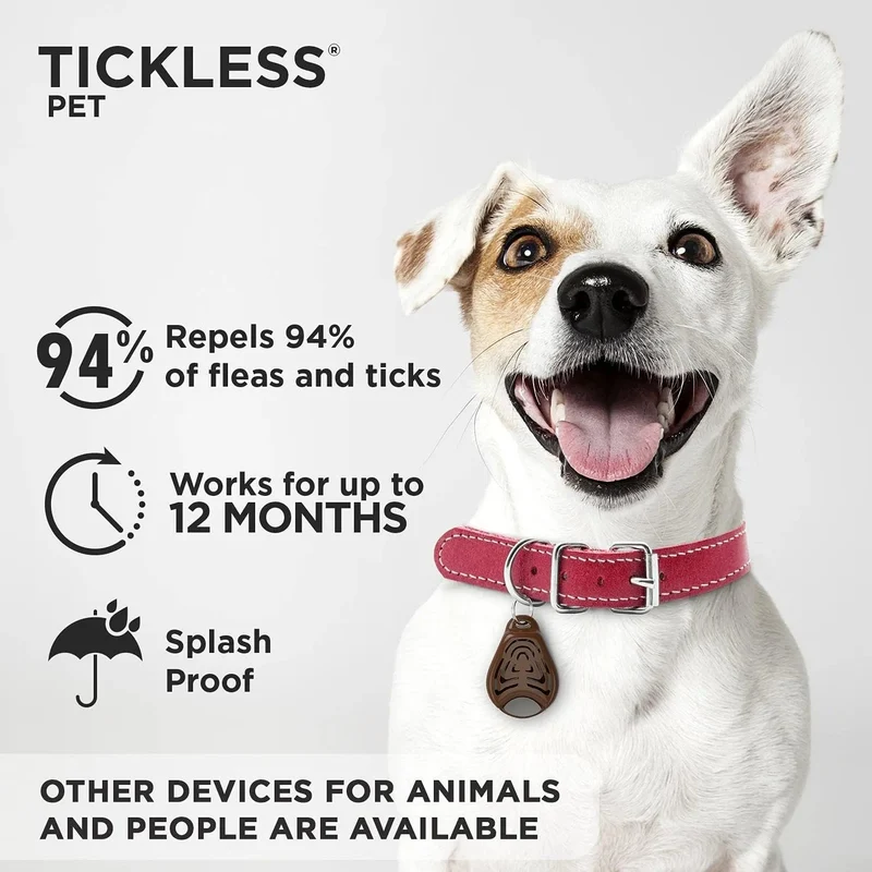Tickless EcoPet - Repelente Ultrasónico de Carraças e Pulgas - para cães, natural, biodegradável e livre de produtos químicos - Castanho
