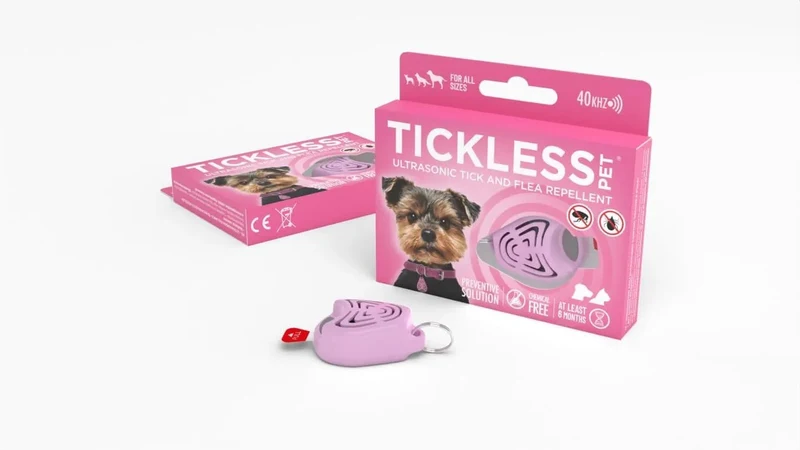 Tickless Repelente Ultrasónico de Pulgas e Carraças - até 12 meses de proteção sem produtos tóxicos - Côr Rosa