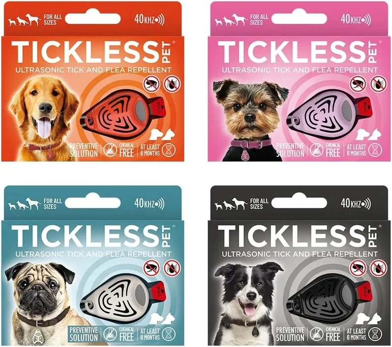 Tickless Repelente Ultrasónico de Pulgas e Carraças - até 12 meses de proteção sem produtos tóxicos - Côr Rosa