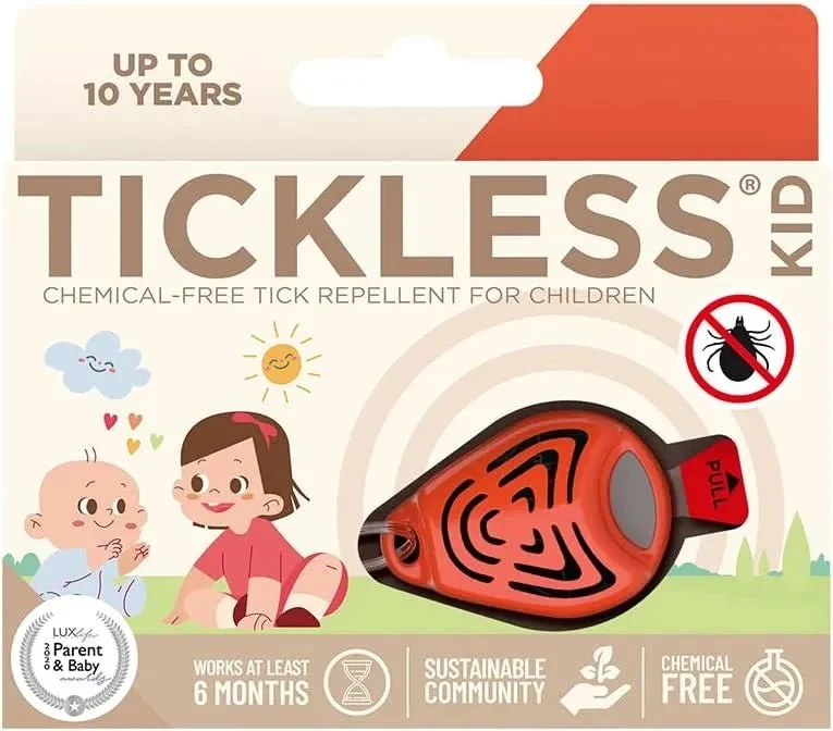 TickLess Kid Laranja - Repelente Ultrasónico de Carraças e Pulgas - Para Crianças até aos 10 anos - Sem Químicos ou Produtos Tóxicos