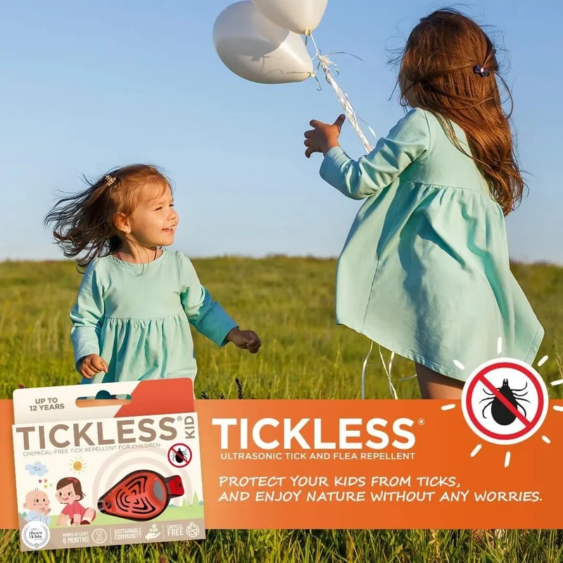 TickLess Kid Laranja - Repelente Ultrasónico de Carraças e Pulgas - Para Crianças até aos 10 anos - Sem Químicos ou Produtos Tóxicos