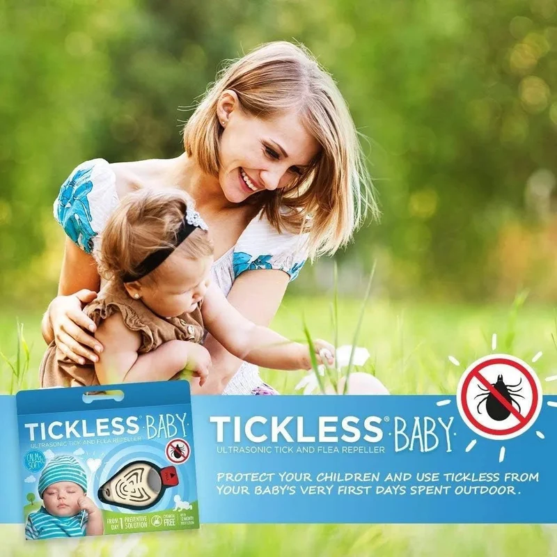 Tickless Baby - Repelente ultrasónico de carraças e de pulgas para Bébés e Crianças - Sem produtos químicos ou tóxicos - até 12 meses de atuação - Côr Bege