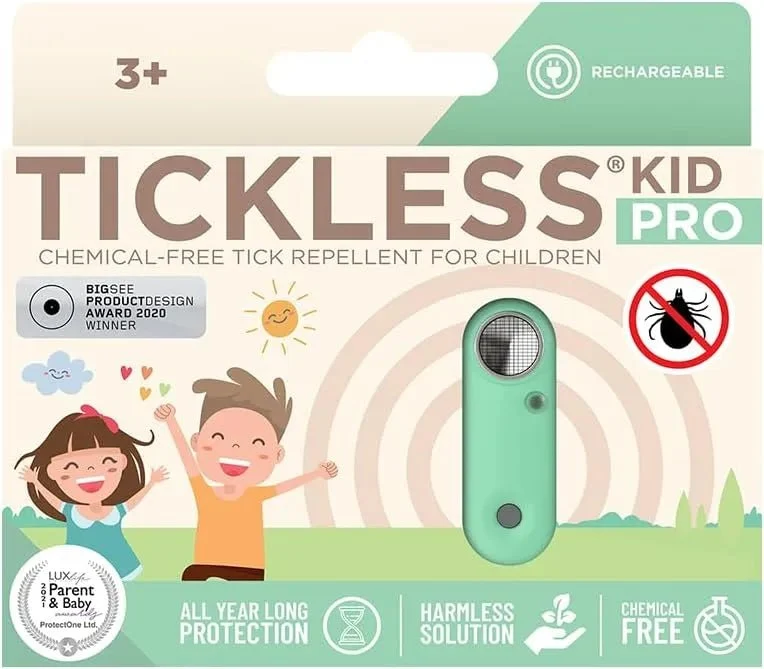 Tickless Kid Pro - Repelente Ultrasónico de Carraças e Pulgas - Recarregável, para Crianças a partir dos 3 anos - Sem Químicos ou Produtos Tóxicos - Côr Menta