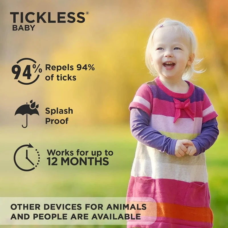 Tickless Baby - Repelente ultrasónico de carraças e de pulgas para Bébés e Crianças - Sem produtos químicos ou tóxicos - até 12 meses de atuação