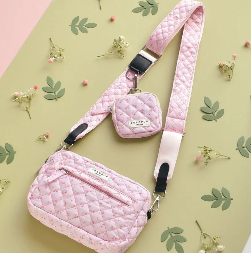 Hundetasche gestepptes Ditsy Blumenmuster Pink