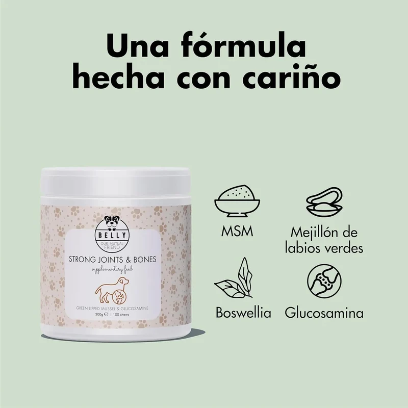Condroprotetor de glucosamina e MSM, fortalece os ossos e as articulações, 100 unidades com sabor a frango - 1 unidade diária (Belly®)