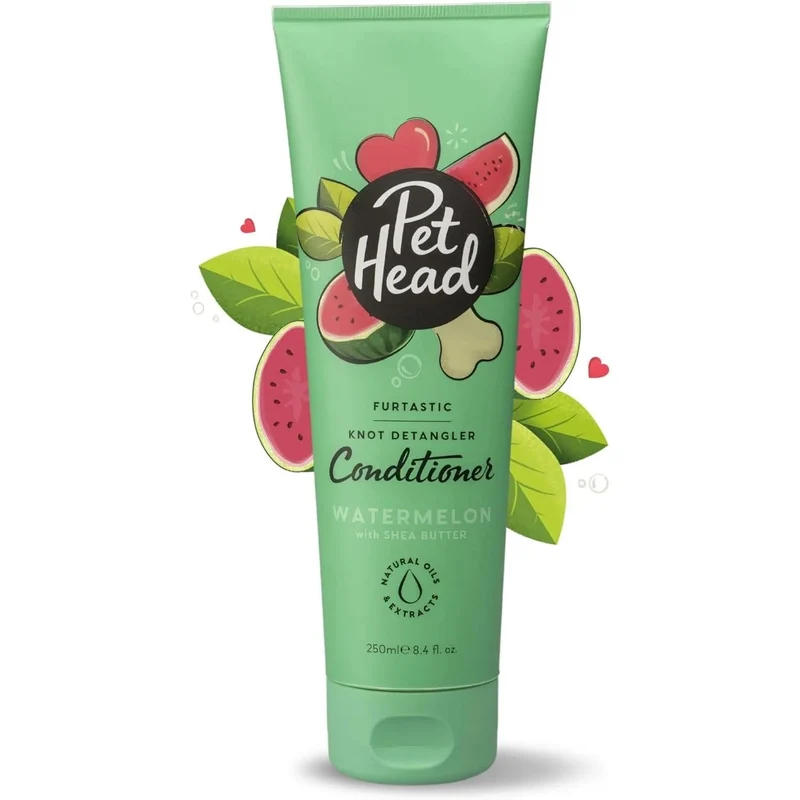 PET HEAD Furtastic Condicionador para cães de pelo longo e encaracolado, 250 ml, aroma de melancia. Hidrata e desembaraça o pêlo. Hipoalergénico com ingredientes naturais. Adequado para cachorros