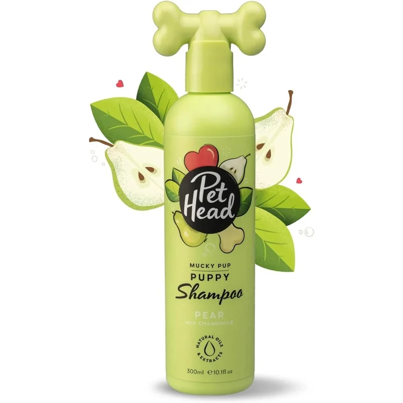 PET HEAD Mucky Puppy Shampoo para cachorros 300 ml - aroma de pêra. Shampoo hipoalergénico para cães com ingredientes naturais. Fórmula suave para cães e cachorros com mais de 8 semanas de idade