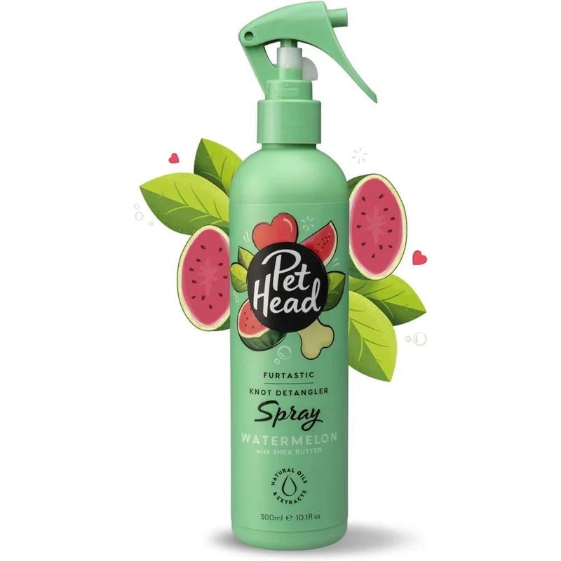 PET HEAD Furtastic Spray de higiene para cães de pelo longo e encaracolado 300 ml, aroma de melancia. Shampoo seco desembaraçante com ingredientes naturais e veganos. Fórmula suave para cães