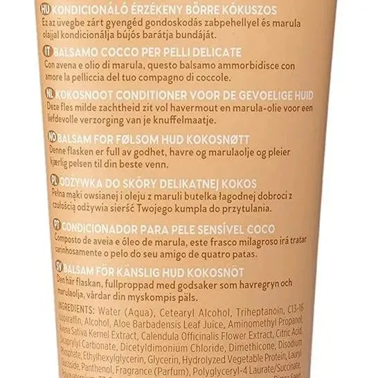 PET HEAD Sensitive Soul Condicionador para cães com pele sensível 250 ml, aroma de côco. Hipoalergénico, calmante e hidratante, ingredientes naturais e vegano. Adequado para cachorros e cães