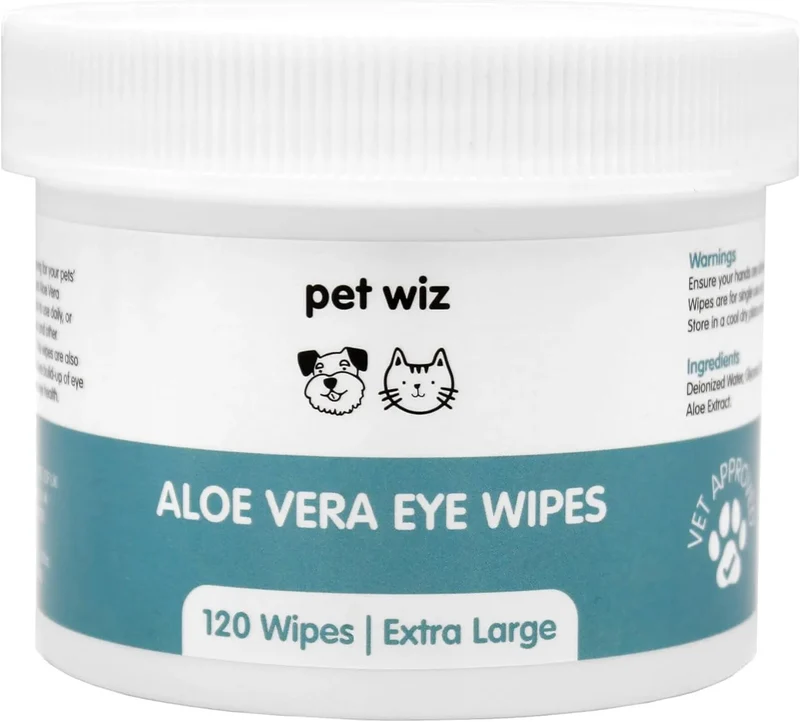 Toalhetes de olhos com aloé vera para limpar cães e gatos, extra grandes