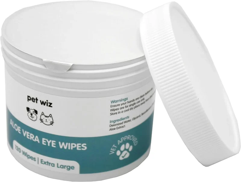 Toalhetes de olhos com aloé vera para limpar cães e gatos, extra grandes