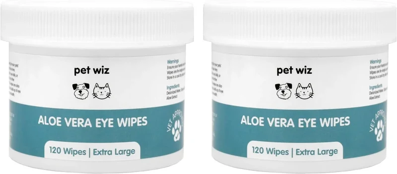Toalhetes de olhos com aloé vera para limpar cães e gatos, extra grandes