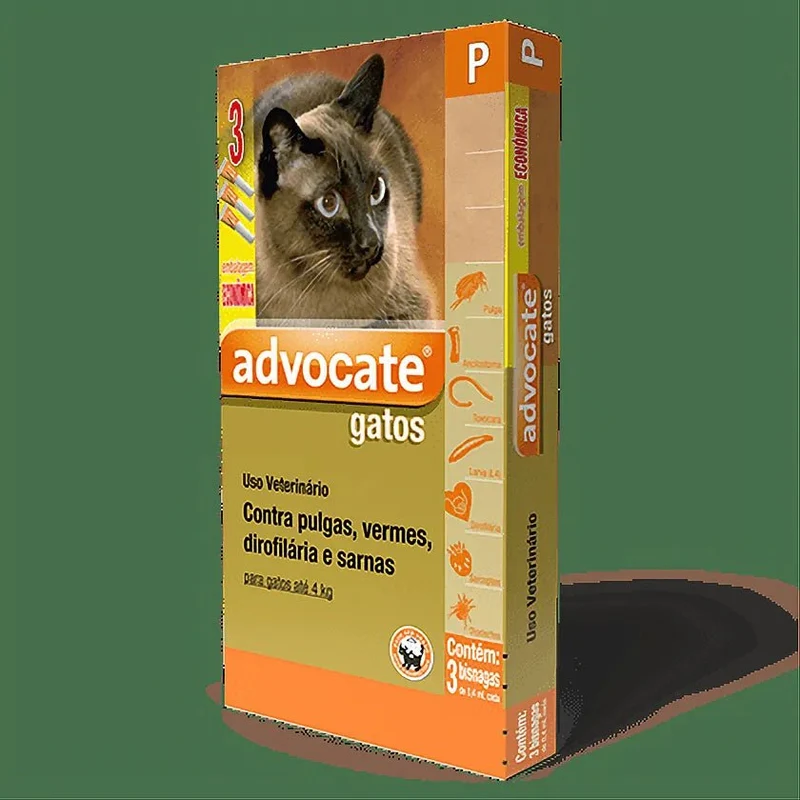 Advocate Pipetas Antiparasitárias para Gatos até 4 kgs (conjuntos de 3 pipetas)