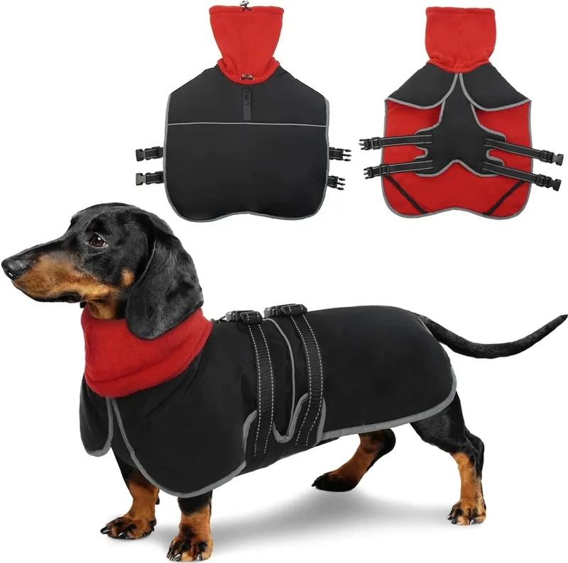 Casaco para cães, casaco impermeável de outono/inverno, com tiras refletoras, cintura ajustável, quente e confortável