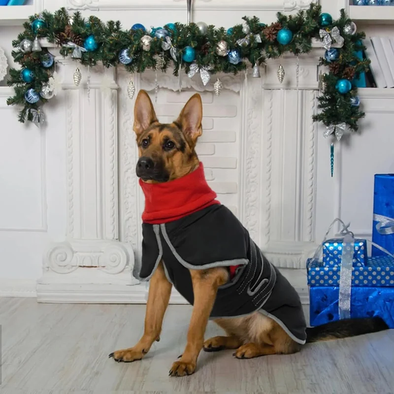 Casaco para cães, casaco impermeável de outono/inverno, com tiras refletoras, cintura ajustável, quente e confortável