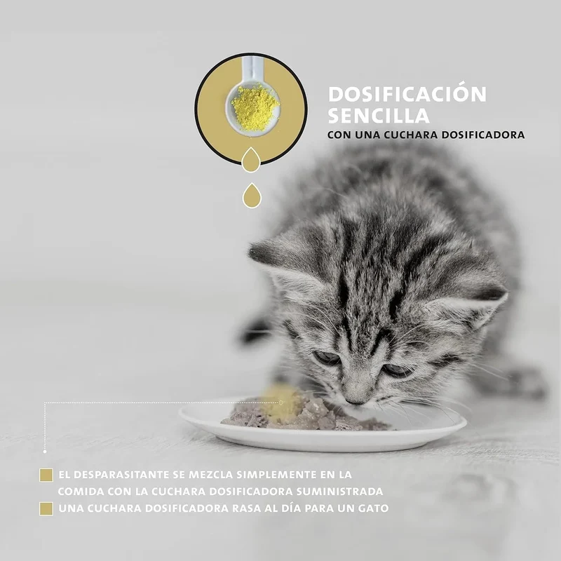 Desparasitante antiparasitário para gatos, pó de ervas, 100% natural com curcuma e tomilho contra vermes intestinais, higiene intestinal (Peticare)