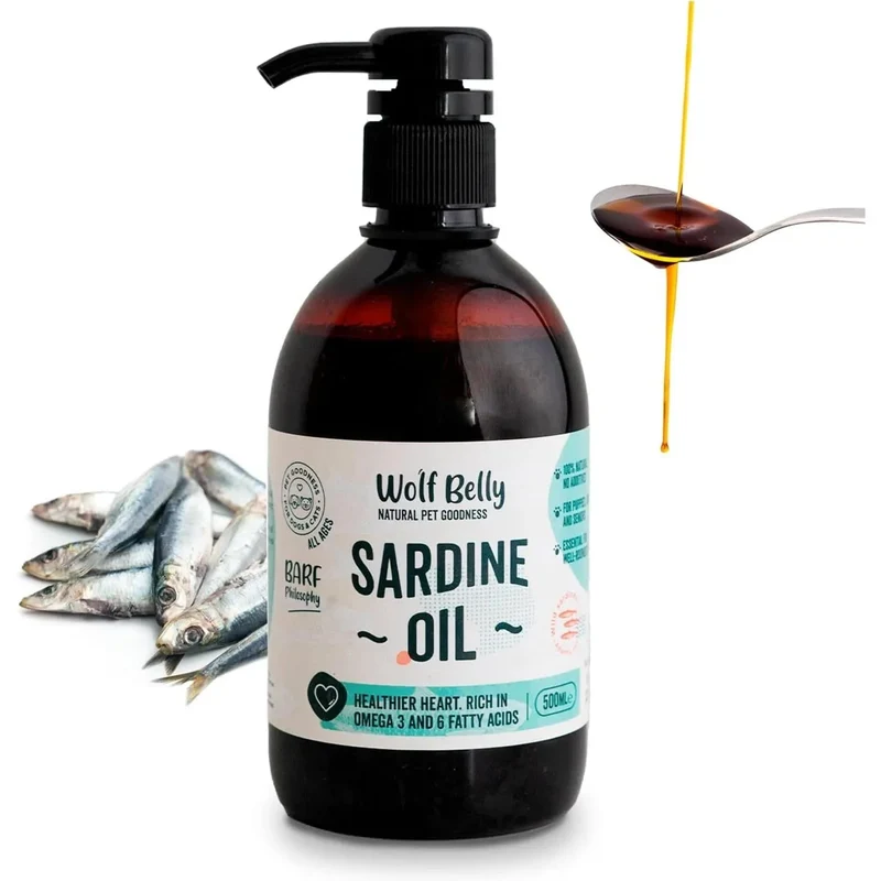 Wolf Belly Cápsulas óleo de peixe para cães e gatos, 100% natural (60 cápsulas) Ômega 3 cães, anti-inflamatório para cães, pele mais saudável e brilhante, óleo de sardinhas para gatos
