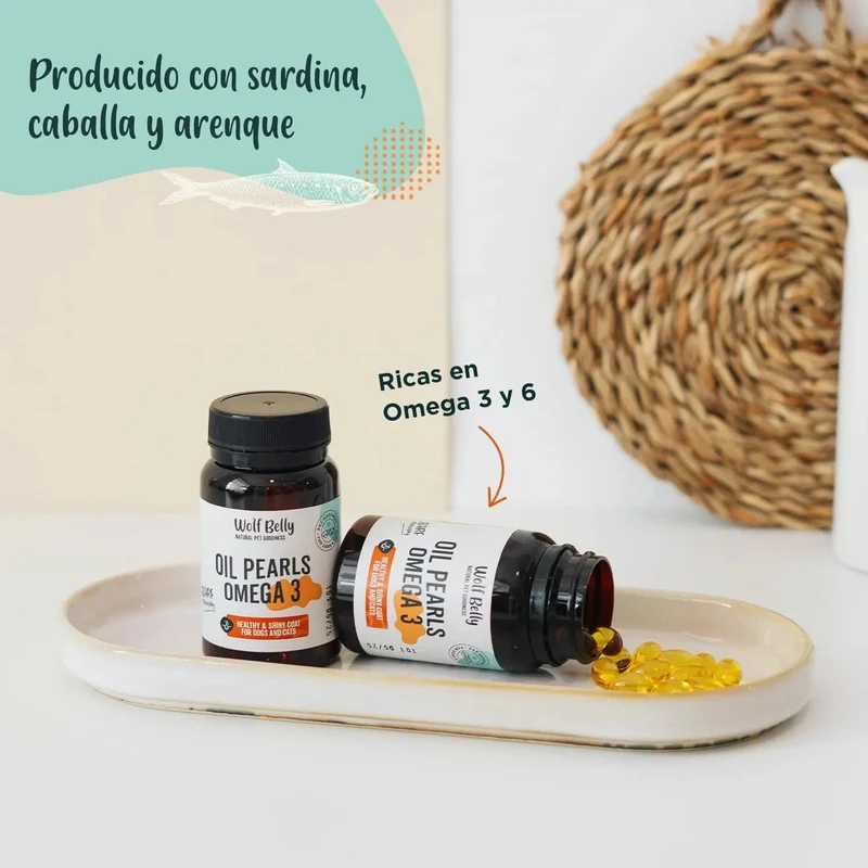 Wolf Belly Cápsulas óleo de peixe para cães e gatos, 100% natural (60 cápsulas) Ômega 3 cães, anti-inflamatório para cães, pele mais saudável e brilhante, óleo de sardinhas para gatos