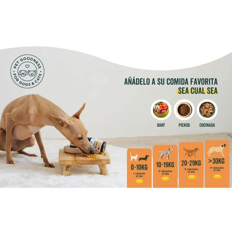Wolf Belly Cápsulas óleo de peixe para cães e gatos, 100% natural (60 cápsulas) Ômega 3 cães, anti-inflamatório para cães, pele mais saudável e brilhante, óleo de sardinhas para gatos