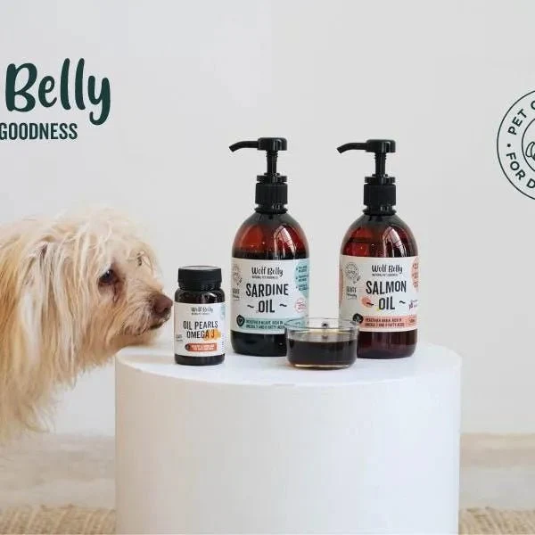 Wolf Belly Cápsulas óleo de peixe para cães e gatos, 100% natural (60 cápsulas) Ômega 3 cães, anti-inflamatório para cães, pele mais saudável e brilhante, óleo de sardinhas para gatos
