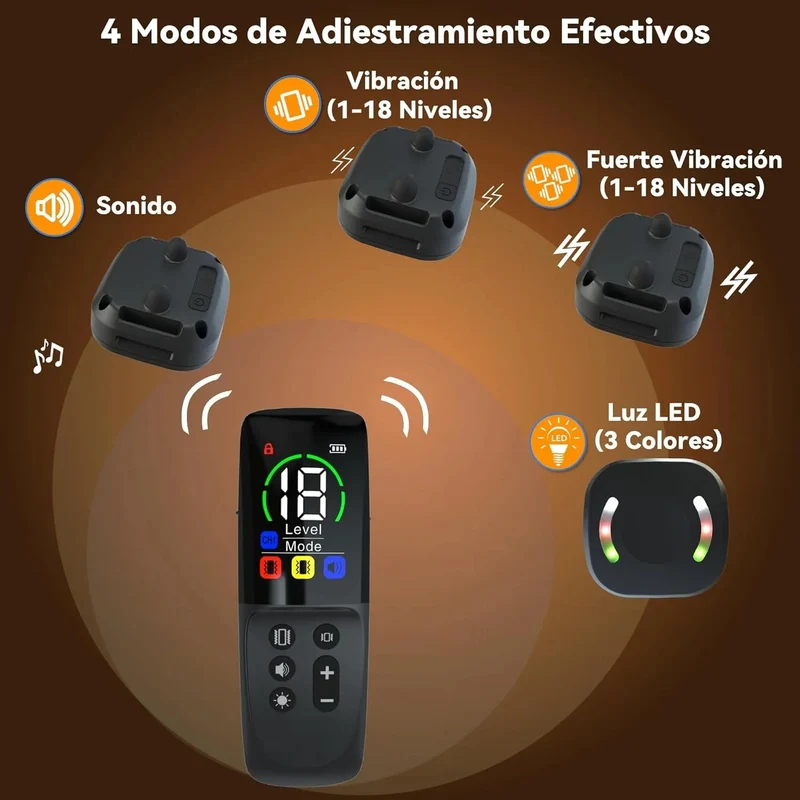 Coleira treino cães, alcance remoto de 2500 m com bloqueio de segurança, 4 modos de treino luz LED/som/vibração/forte vibração, resistente à água e recarregável