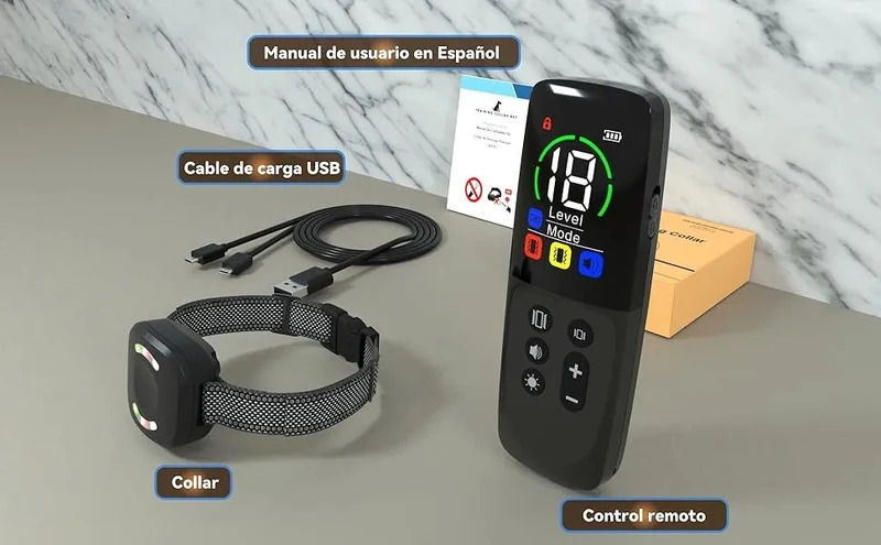 Coleira treino cães, alcance remoto de 2500 m com bloqueio de segurança, 4 modos de treino luz LED/som/vibração/forte vibração, resistente à água e recarregável
