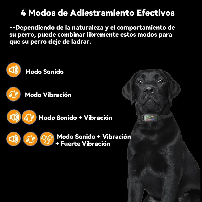 Coleira anti-latidos, vibratória, automática para cães, deteção inteligente de latidos com 3 modos de vibração, som e forte vibração, sensibilidade ajustável, resistente à água e recarregável