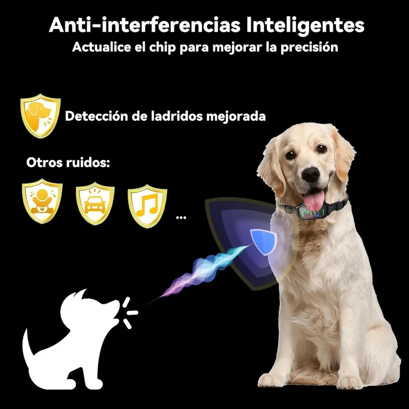 Coleira anti-latidos, vibratória, automática para cães, deteção inteligente de latidos com 3 modos de vibração, som e forte vibração, sensibilidade ajustável, resistente à água e recarregável