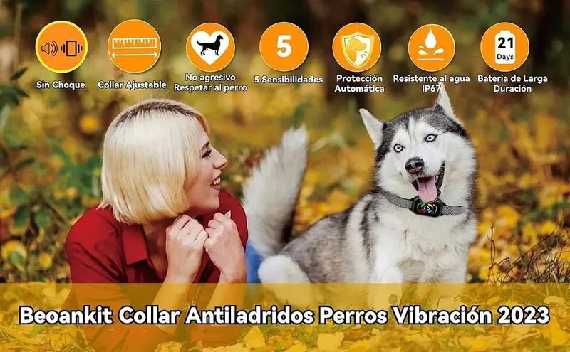 Coleira anti-latidos, vibratória, automática para cães, deteção inteligente de latidos com 3 modos de vibração, som e forte vibração, sensibilidade ajustável, resistente à água e recarregável