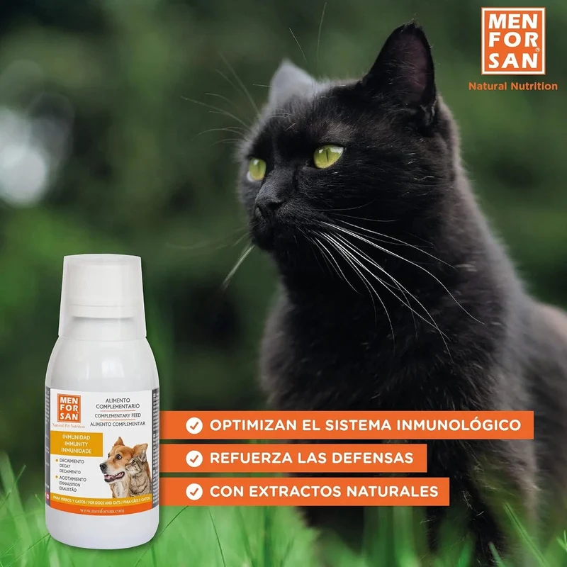 MENFORSAN IMUNITÁRIO Alimento complementar líquido para cães e gatos para reforçar o sistema imunitário | Reforça as defesas | Potencia o sistema imunitário | 120 ml