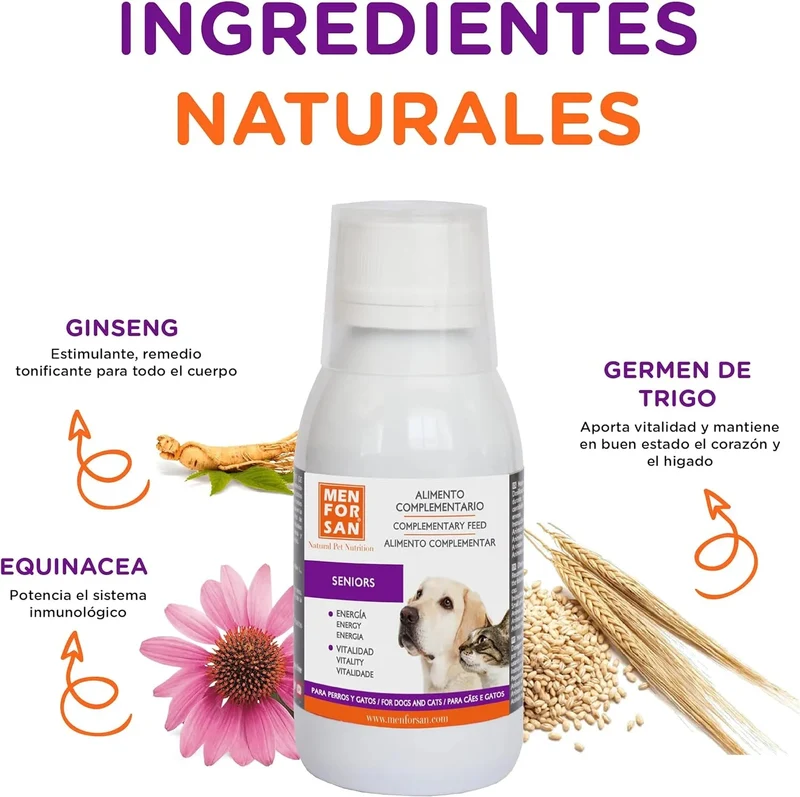 MENFORSAN SENIOR Suplemento nutricional líquido para cães e gatos sênior | Melhora o desempenho físico, traz vitalidade | Aumenta o apetite | 120 ml