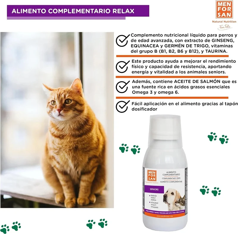 MENFORSAN SENIOR Suplemento nutricional líquido para cães e gatos sênior | Melhora o desempenho físico, traz vitalidade | Aumenta o apetite | 120 ml