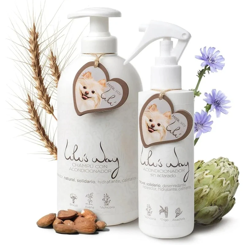 Lulu's Way Champô natural para cães com condicionador - para pele sensível e dermatite sem alérgenos, sem parabenos - 100 % vegan natural