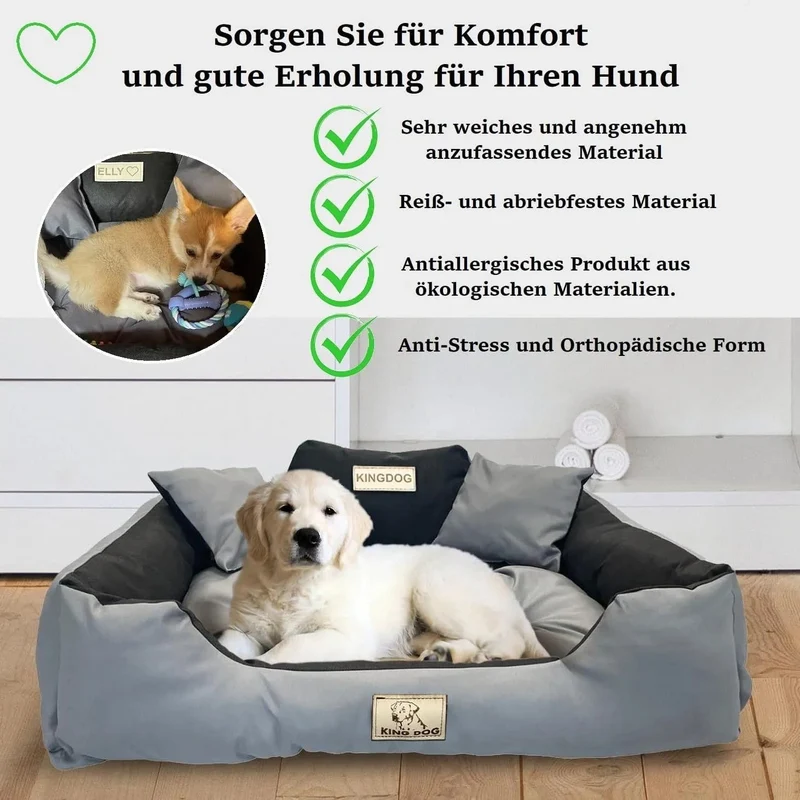 KING DOG BED - Camas de Luxo para Cães, Personalizáveis com nome do Cão, Impermeáveis