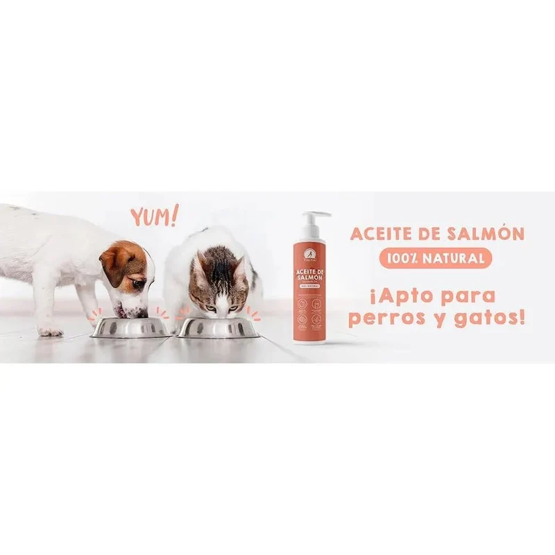 Óleo de salmão para cães e gatos - anti-inflamatório, ômega 3 e 6, pele saudável e pelo brilhante, vitaminas e cálcio, 100% natural