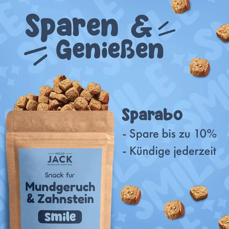 Hello Jack Limpeza natural para mau hálito de cães - até 4 meses de fornecimento - limpa os dentes e ajuda a eliminar o mau hálito do cão - evita o tártaro