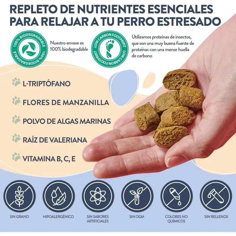 Hello Jack Relax Suplemento diário para cães - tranquilizante mastigáveis para cães e cachorros, para aliviar o stress e o equilíbrio emocional - sabor de manteiga de amendoim